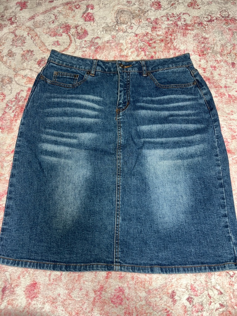 Route 66 Women's Blue Denim Midi Skirt